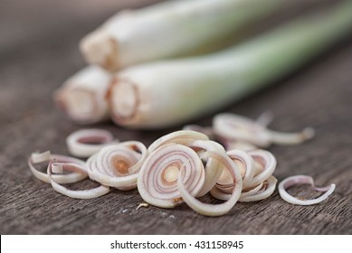 Lemon Grass.Lemon Grass On Wood Background.