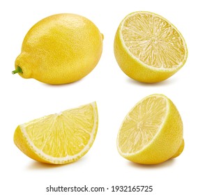 Lemon isolated on white background close up. Lemon collection Clipping Path. Professional studio macro shooting
