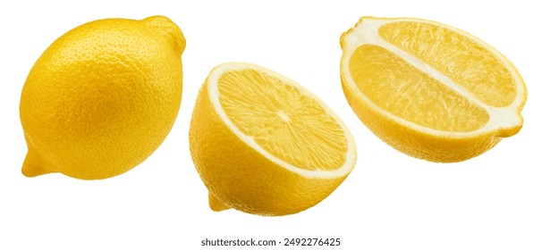 Lemon isolated on white background, collection