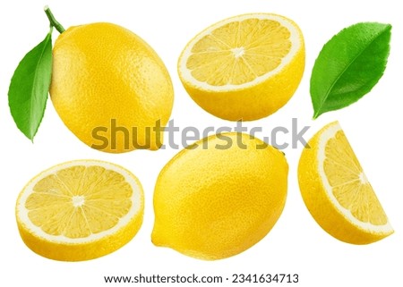 Lemon isolated on white background, collection