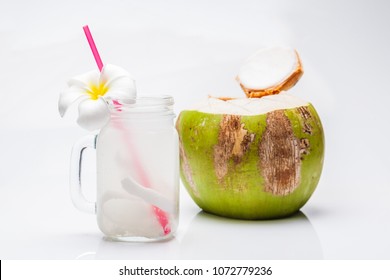 Lemon Juice Ice Coconut juice, coconut water ice isolated  on white background