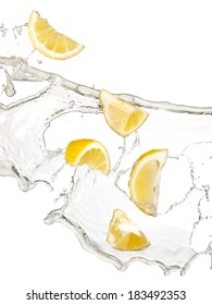 Lemon Juice And Slices Splash