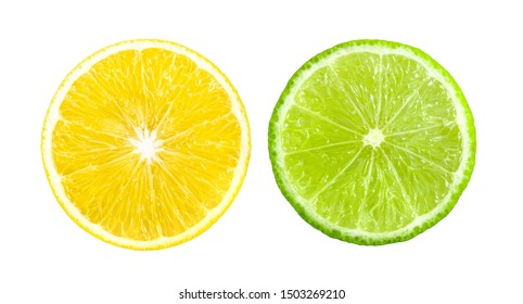 Lemon And Lime Slice Isolated On A White Background