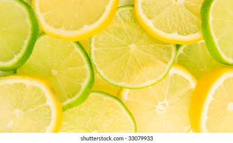 Lemon And Lime Slices Abstract Background