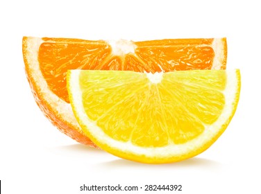Lemon And Orange Isolated On White Background