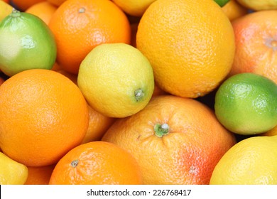 Lemon, Orange, Lime, Tangerine And Grapefruit Background