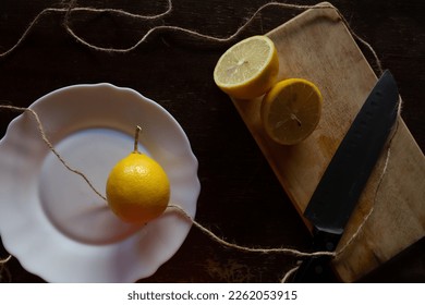 lemon paste. composition on the theme of pasta. lemon sur