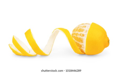 Lemon Peel Isolated On White Background