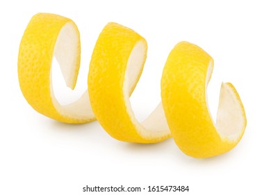 Lemon Peel Isolated On White Background. Healthy Food