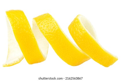 Lemon Peel Isolated On A White Background. Citrus Twist Peel.