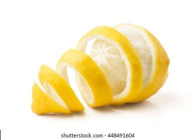 Lemon And Peel On White Background