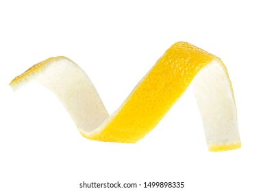 Lemon peel or lemon twist on a white background. Lemon peel curl isolated. - Powered by Shutterstock