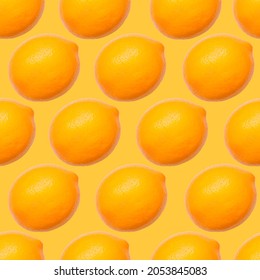 Lemon Seamless Pattern. Lemon Is A Citrus Fruit, The Fruit Of The Small Evergreen Citrus Limon Tree. 