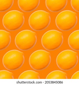 Lemon Seamless Pattern. Lemon Is A Citrus Fruit, The Fruit Of The Small Evergreen Citrus Limon Tree. 