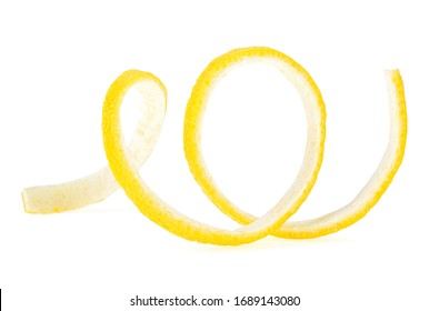 Lemon Skin Isolated On A White Background. Citrus Twist Peel. Healthy Food.