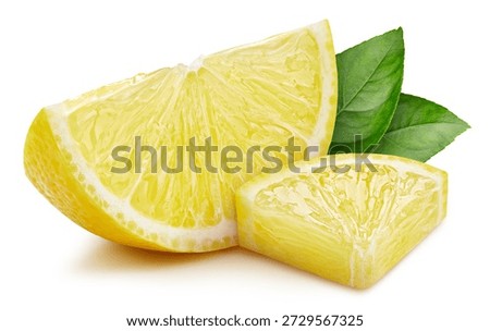 Lemon slice clipping path. Slices lemon isolated on white. Lemon full depth of field