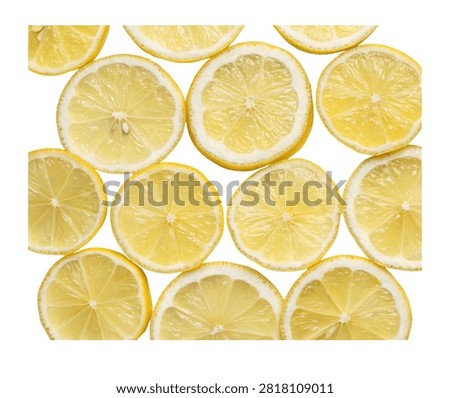Lemon Slice Seamless Pattern Bright Yellow Juicy Citrus Flavor Isolated on White Background