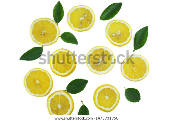 Lemon Slices Seamless Decorative Pattern Backgrounds Stock Photo