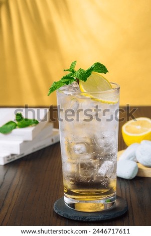 Lemon Soda water menu Thai food, white background