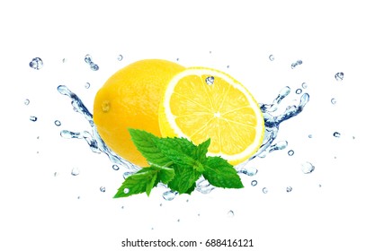 Lemon Splash Water Isolated White