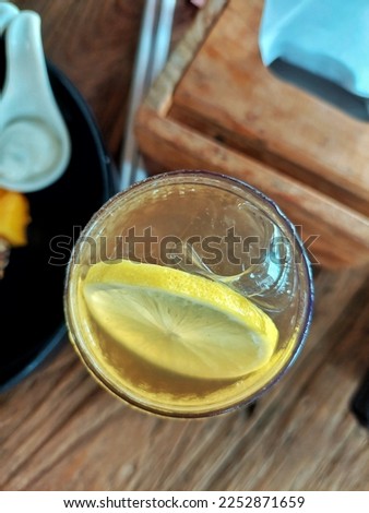 Lemon tea photographed from above
