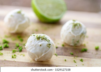 Lemon Truffles On Wooden Board