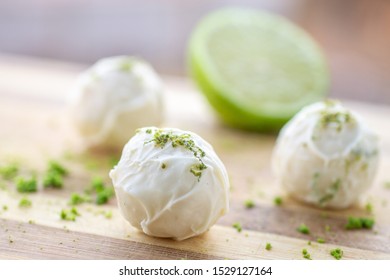 Lemon Truffles On Wooden Board