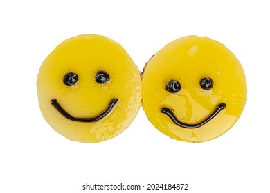 Lemon Yellow Cake On A White White Background Close-up