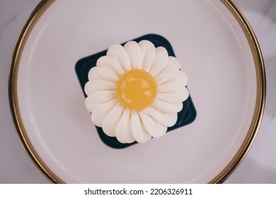 Lemon Yuzu Tart On White Plate