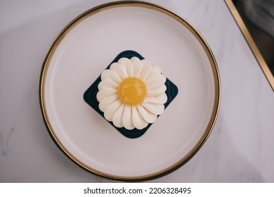 Lemon Yuzu Tart On White Plate