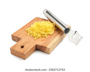 Lemon zest and zester tool isolated on white