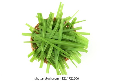 lemongrass Cymbopogon or citronella grass plant cut leaves in white background