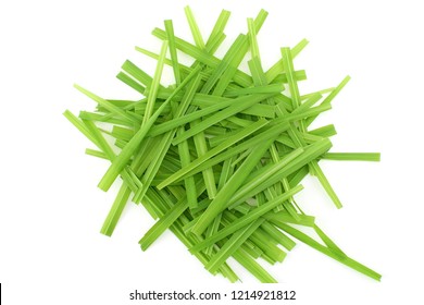 lemongrass Cymbopogon or citronella grass plant cut leaves in white background
