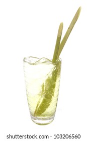 Lemongrass Drink, Clear Glass Filled Lemongrass Drink And Fresh Lemongrass