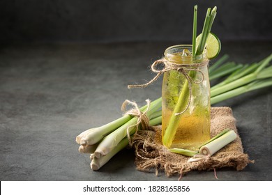 Lemongrass Honey and Lemon Juice Food and beverage products from Lemongrass extract Food nutrition concept.