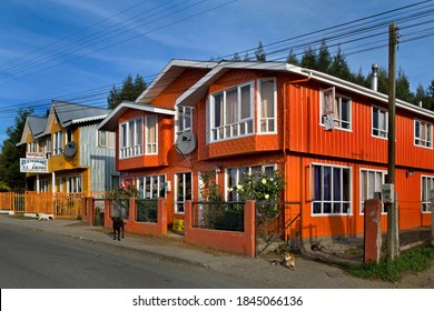 Lemuy Island, Chiloé Archipelago/ Chile - March 24 2014: Colorful Houses In Puqueldon