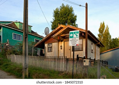 Lemuy Island, Chiloé Archipelago/ Chile - March 25 2014: Street Sign 