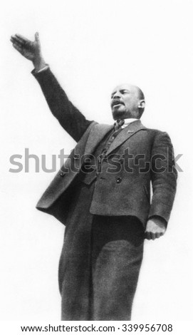 Lenin at the unveiling of a monument to Cossack Stenka Razin in Moscow on May Day, 1919. Razin led an uprising against the nobility and tsarist bureaucracy in southern Russia in 1670-1671. This was on