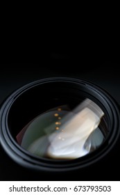 Lens close-up on empty background