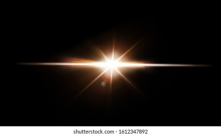 Lens Flare. Light over black background. Easy to add overlay or screen filter over photos. Abstract sun burst with digital lens flare background. Gleams rounded and hexagonal shapes. - Shutterstock ID 1612347892