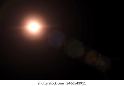 Lens flare and light overlay on black background. orange color. Lens Flare, Sun Flare on black background. Optical Flare effect illustration. lens effects for overlay designs or screen blending mode - Powered by Shutterstock