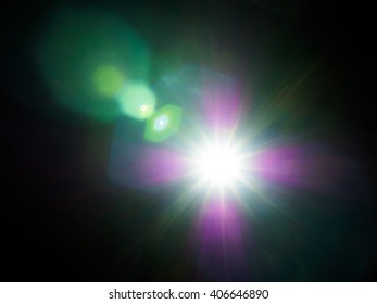 Lens Flare Of Strong Light Source In The Dark, Abstract Background