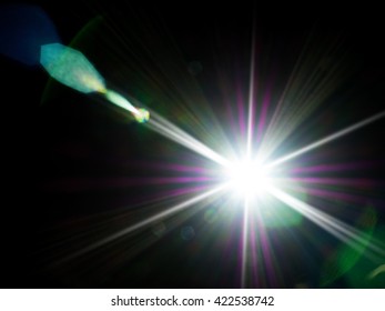 Lens Flare Of Strong Light Source In The Dark, Abstract Background