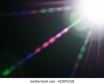 Lens Flare Of Strong Light Source In The Dark, Abstract Background