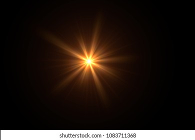 Lens Flare ,Sun Flare On Black Background Object Design