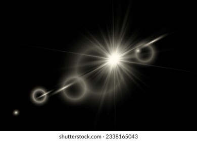 Lens flare sunlight light effect on transparent. Stock vector illustration. Available kind of PNG with Screen blend mode.