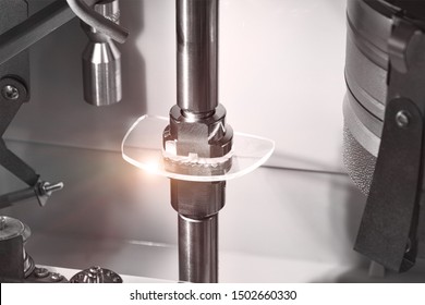 Lens manufacturing in modern laboratory.