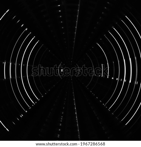 Lens of photo or video camera. Aperture of optical device. Hi-tech optics equipment. Abstract geometric background with round notches and concentric rings for science and modern technology.