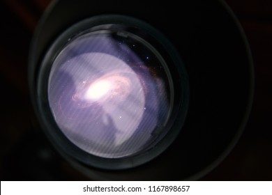 Lens Of Telescope With Galaxy - Science Concept.