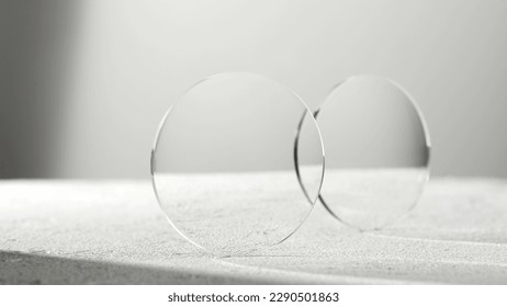 Lenses of glasses, sunglasses lenses of various colors, glass optical lenses taken separately, brochure pictures